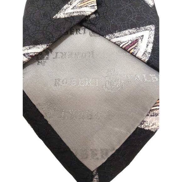 ROBERT TALBOTT Studio Men's TIE NAVY BLUE Silver GEO 3.25 X 57.5 Highlander Luxe - Picture 5 of 8